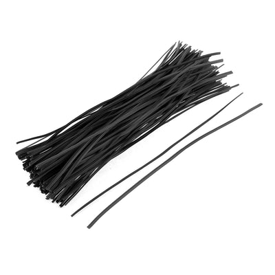 Harfington 130pcs 200mm x 3mm Black Plastic Coated Metal Cord Data Cable Binding Bags Packaging Wire Twist Ties