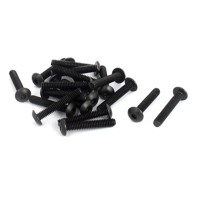 Harfington 1/8"-40x3/4" 10.9 Alloy Steel Button Head Hex Socket Cap Screw Bolt 20pcs