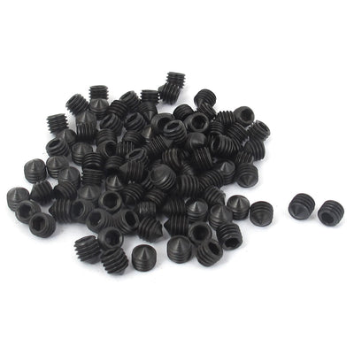 Harfington M5x5mm 12.9 Alloy Steel Hex Socket Set Cone Point Grub Screws 100pcs