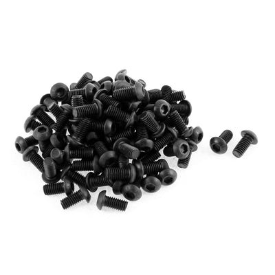 Harfington M6x12mm 10.9 Alloy Steel Button Head Hex Socket Cap Screw Bolt Black 100pcs