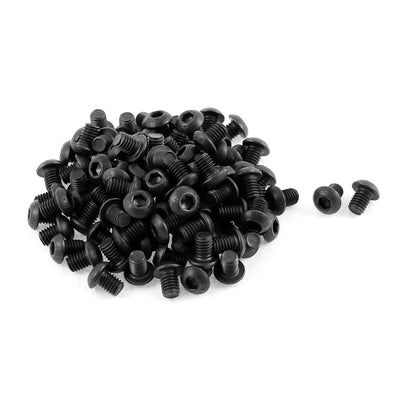 Harfington M6x8mm 10.9 Alloy Steel Button Head Hex Socket Cap Screw Bolt Black 100pcs
