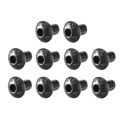 Harfington M5x8mm 10.9 Alloy Steel Button Head Hex Socket Cap Screw Bolt Black 100pcs