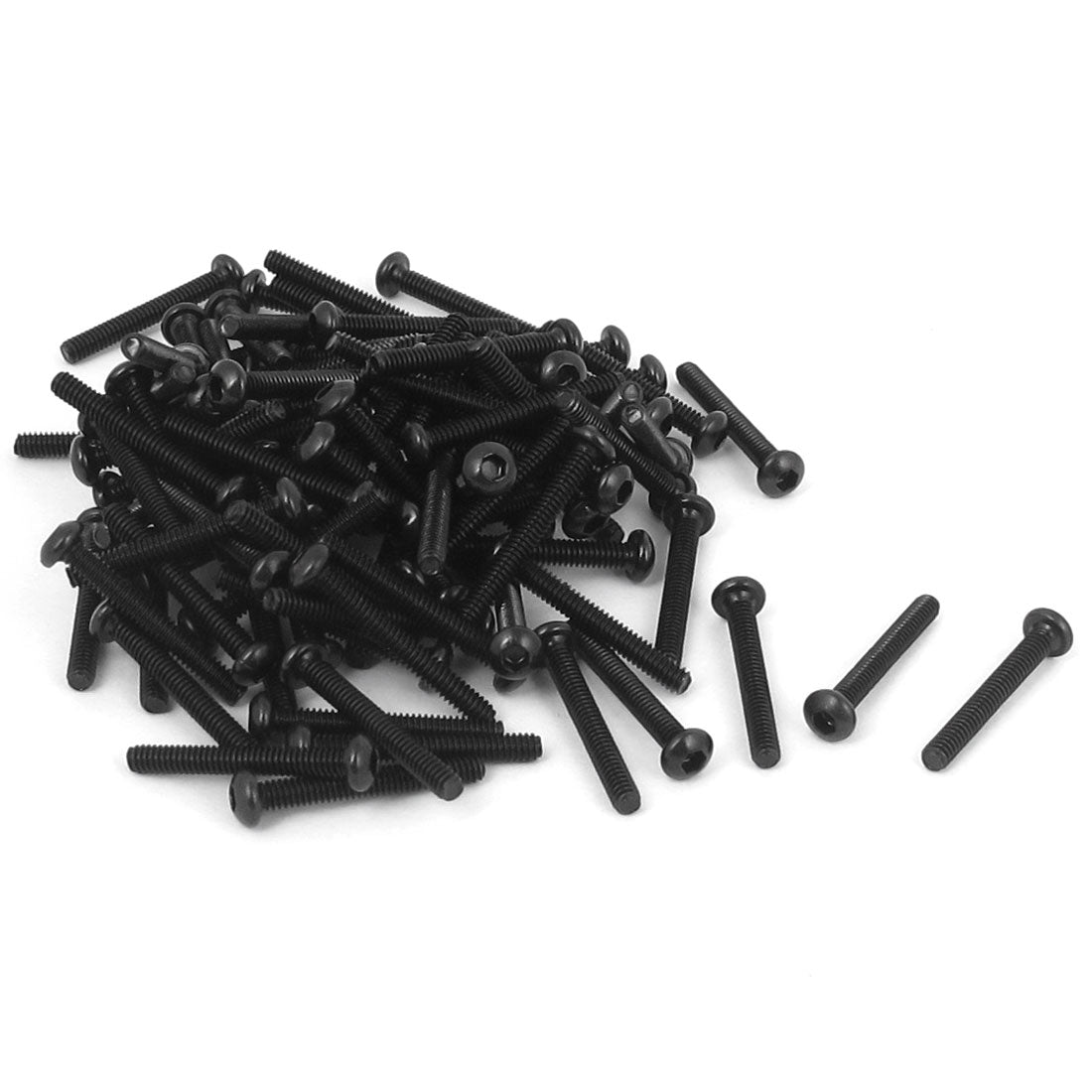 Harfington M2x15mm Thread 10.9 Alloy Steel Button Head Hex Socket Cap Screw Bolt 100pcs