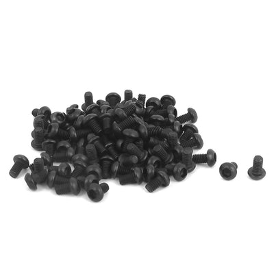 Harfington M2.5x4mm Thread 10.9 Alloy Steel Button Head Hex Socket Cap Screw Bolt 100pcs