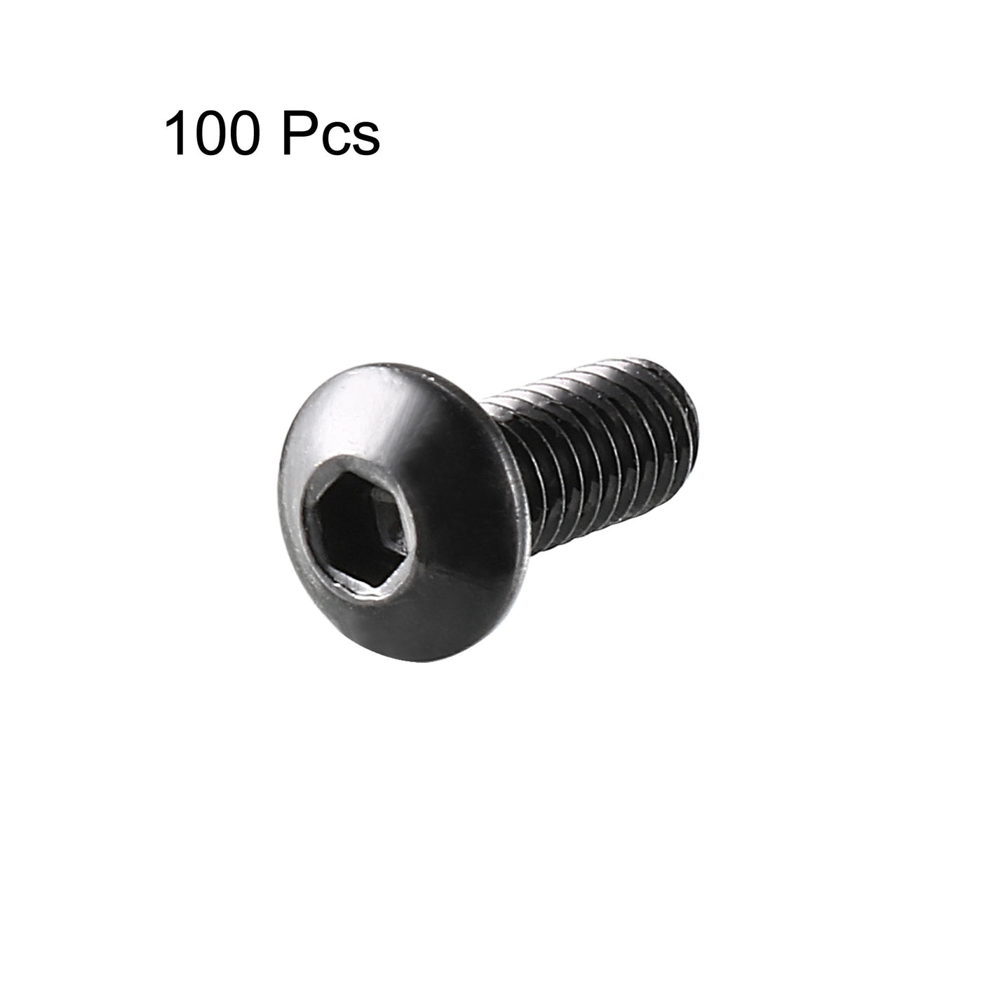 Harfington M2.5x6mm Thread 10.9 Alloy Steel Button Head Hex Socket Cap Screw Bolt 100pcs