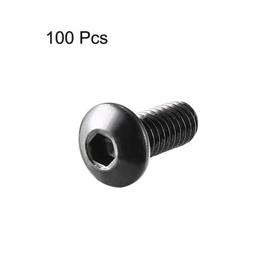 Harfington M2.5x6mm Thread 10.9 Alloy Steel Button Head Hex Socket Cap Screw Bolt 100pcs
