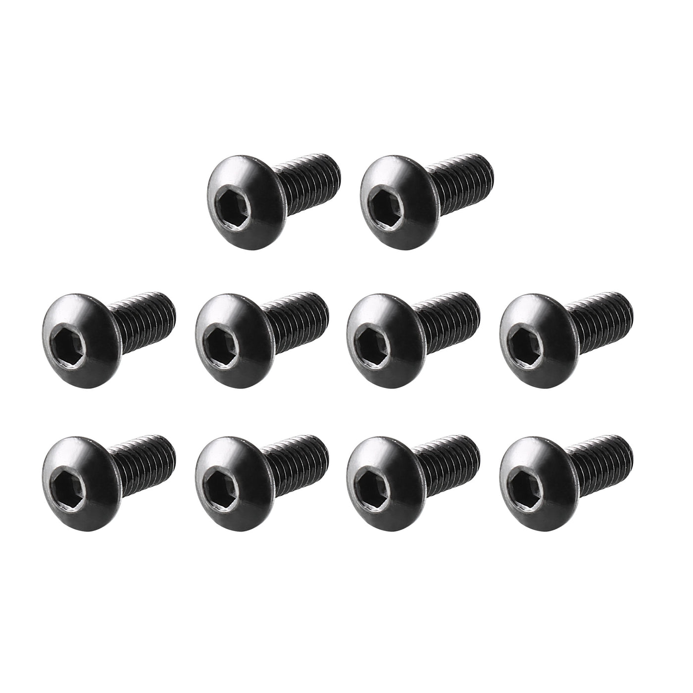 Harfington M2.5x6mm Thread 10.9 Alloy Steel Button Head Hex Socket Cap Screw Bolt 100pcs