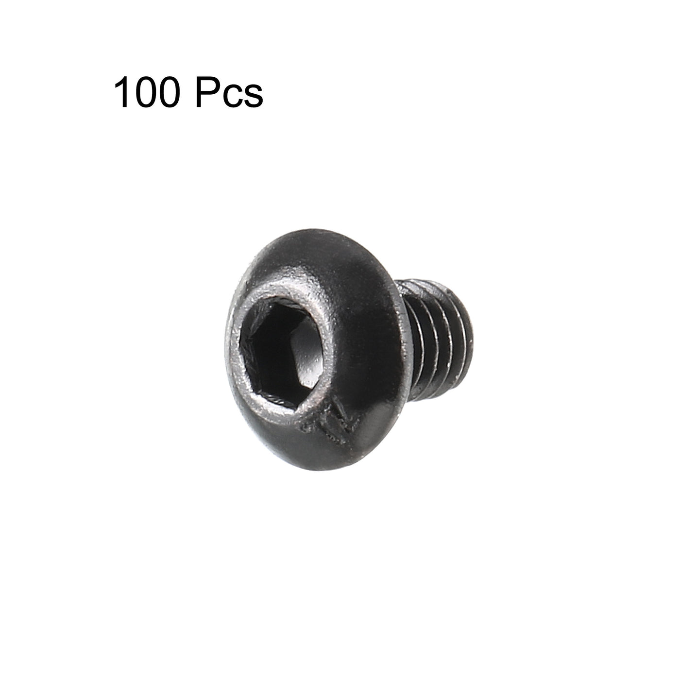 Harfington M3x4mm Thread 10.9 Alloy Steel Button Head Hex Socket Cap Screw Bolt 100pcs