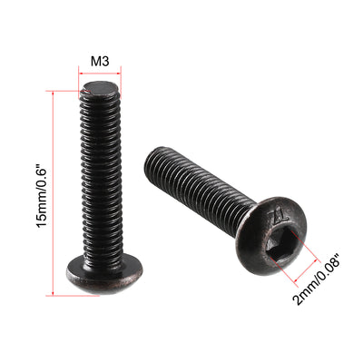 Harfington M3x14mm Thread 10.9 Alloy Steel Button Head Hex Socket Cap Screw Bolt 100pcs