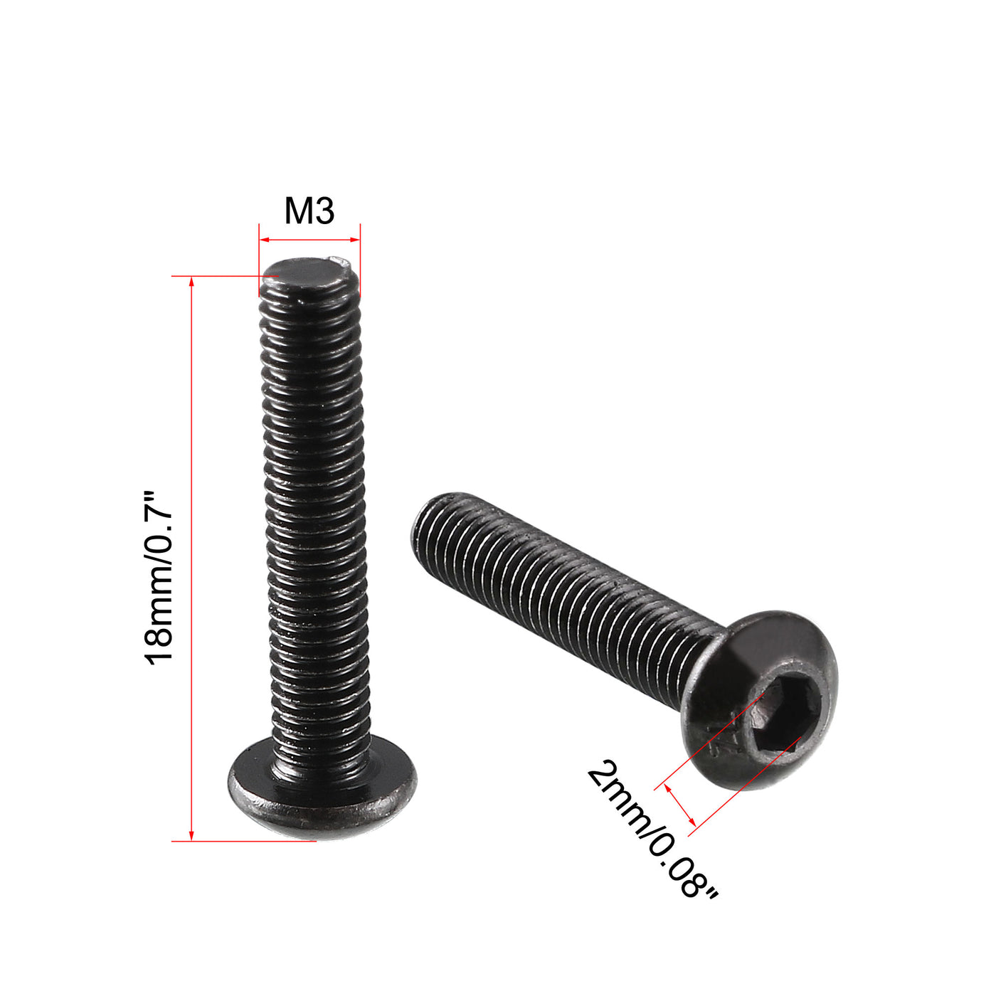 Harfington M3x16mm Thread 10.9 Alloy Steel Button Head Hex Socket Cap Screw Bolt 100pcs