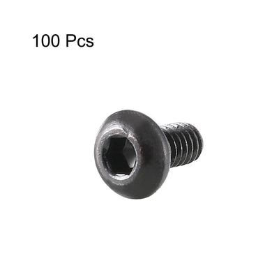 Harfington M2x4mm Thread 10.9 Alloy Steel Button Head Hex Socket Cap Screw Bolt 100pcs