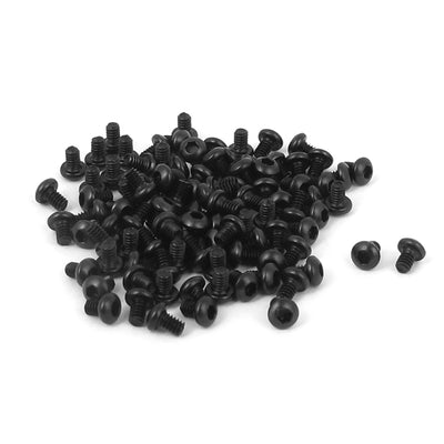 Harfington M2x3mm Thread 10.9 Alloy Steel Button Head Hex Socket Cap Screw Bolt 100pcs