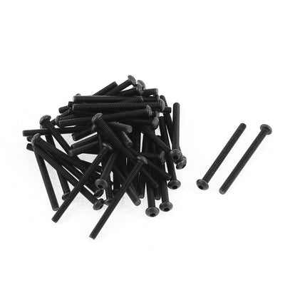Harfington M3x35mm Thread 10.9 Alloy Steel Button Head Hex Socket Cap Screw Bolt 50pcs