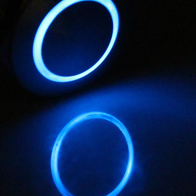 Harfington 12V 19mm Blue LED Lamp SPST Momentary Pushbutton Switch Panel Mount Round Head
