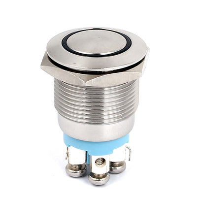 Harfington 12V 19mm Blue LED Lamp SPST Momentary Pushbutton Switch Panel Mount Round Head