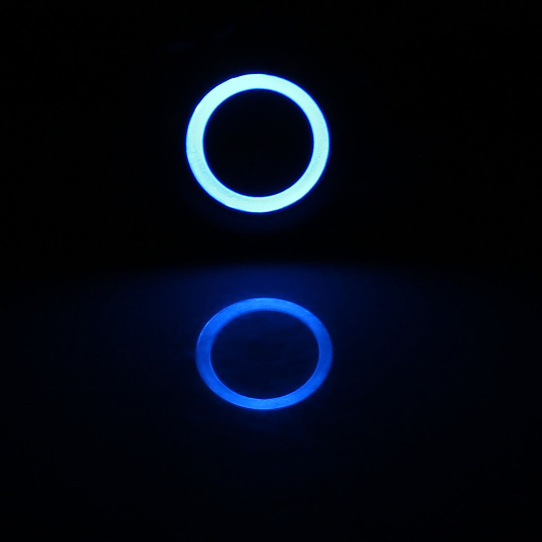 Harfington 12V 16mm Thread Dia Blue LED Angle Eyes Momentary Metal Pushbutton Power Switch