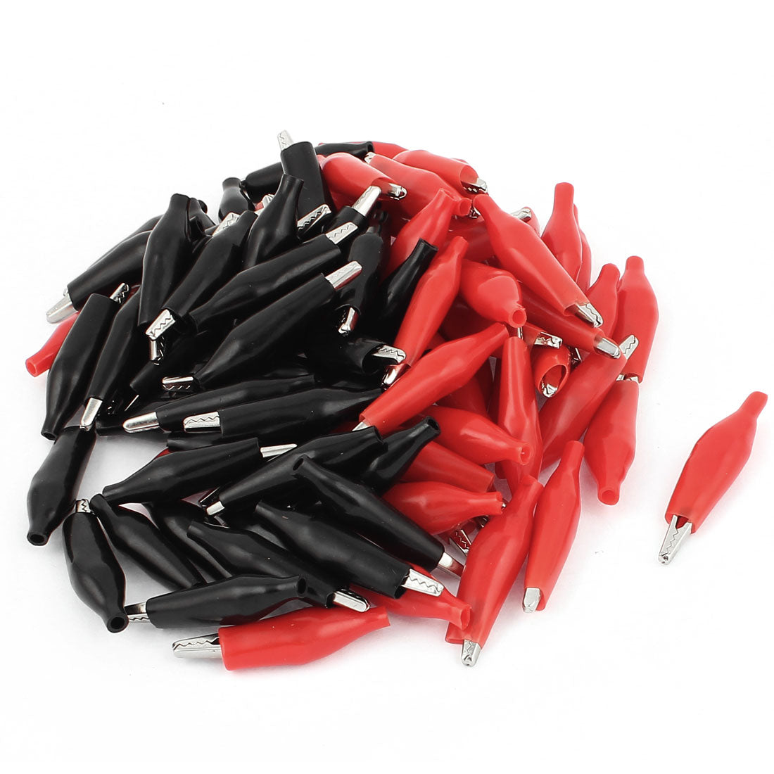 Harfington 026 100 Pcs 35mm Alligator Clip Clamp Test Testing Probe Black & Red