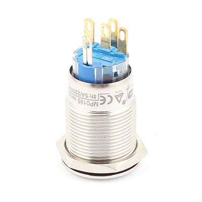 Harfington 12V 19mm Dia Thread Blue LED Angle Eyes Momentary Metal Pushbutton Switch