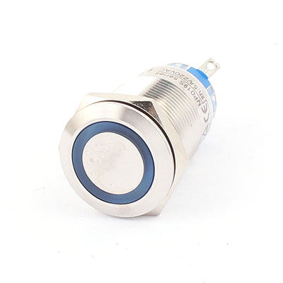 Harfington 12V 19mm Dia Thread Blue LED Angle Eyes Momentary Metal Pushbutton Switch