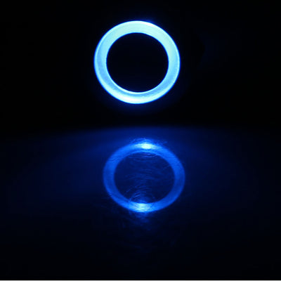 Harfington 12V 19mm Dia Thread Blue LED Angle Eyes Momentary Metal Pushbutton Switch