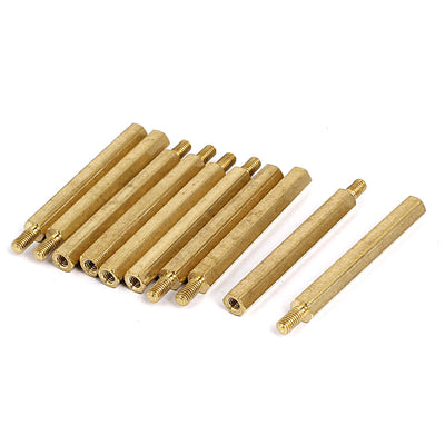 Harfington M3 Male to Female Thread Insulated Brass Standoff Hexagonal Spacer 38+6mm Long 10pcs