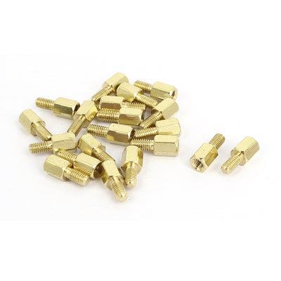 Harfington M3 Male/Female Thread Brass Hexagonal PCB Spacer Standoff Support 6mm+6mm 20pcs