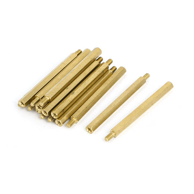 Harfington M3 Male/Female Thread Brass Hex Hexagonal PCB Spacer Standoff Support 50mm+6mm 15pcs
