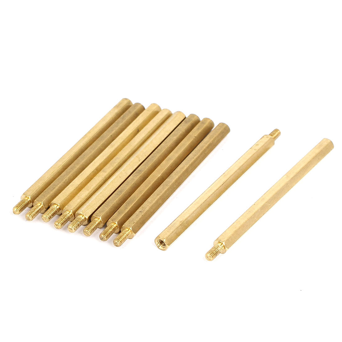 Harfington M3x60+6mm Male to Female Hexagonal Standoff Spacer Nuts Washers Brass Tone 10pcs