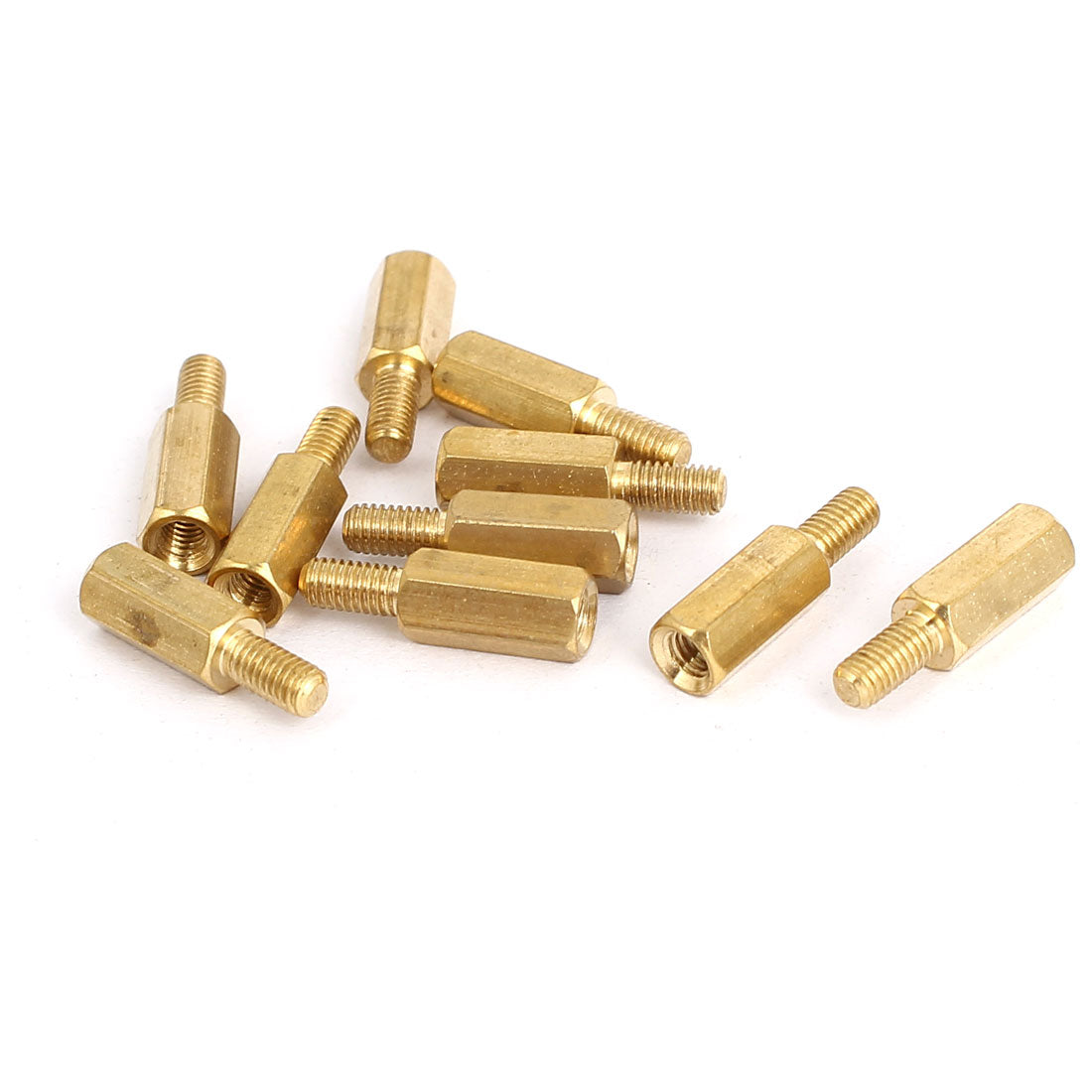 Harfington M3 Male to Female Thread Insulated Brass Standoff Hexagonal Spacer 10+6mm Long 10pcs