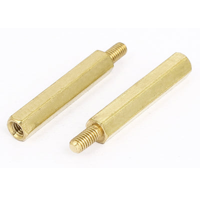 Harfington M3x25+6mm Male to Female Hexagonal Standoff Spacer Nuts Washers Brass Tone 20pcs