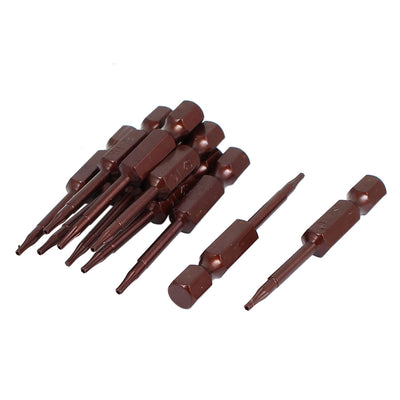 Harfington 1mm Tip 50mm Length 1/4" Shank TT6 S2 Steel Magnetic Torx Security Screwdriver Bits 10 Pcs