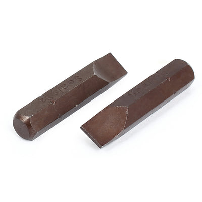 Harfington 38mm Length 8mm Tip 5/16" Shank Slotted Flat Head Screw Driver Bit 2 Pcs