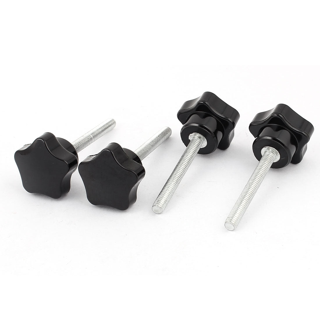 Harfington M6 x 30mm x 50mm Male Thread Star Shaped Head Black Knurled Grip Knob 4 Pcs
