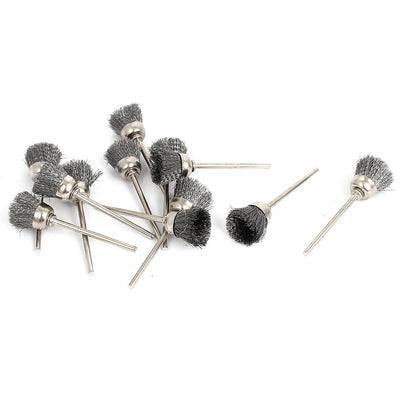 Harfington 2.3mm Shank Pen Shaped Rotary Tool Grinding Polishing Steel Wire Brush Gray 12Pcs
