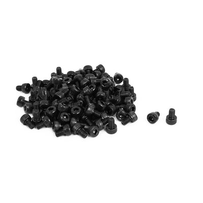 Harfington M4x6mm Alloy Steel Hex Bolt Socket Head Cap Machine Screws Black 100pcs