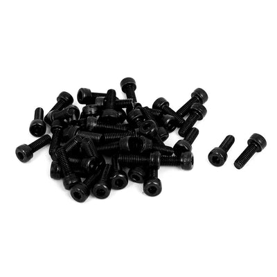 Harfington M4x12mm Alloy Steel Hex Bolt Socket Head Cap Machine Screws Black 50pcs