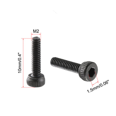 Harfington M2x8mm Alloy Steel Hex Bolt Socket Head Cap Machine Screws Black 50pcs