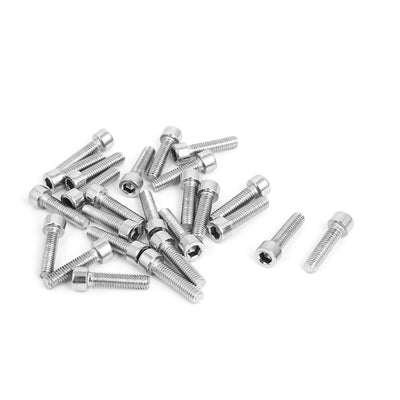 Harfington 25pcs 4mm Stainless Steel Hex Key Socket Head Cap Screws Bolts M5x0.8mmx20mm