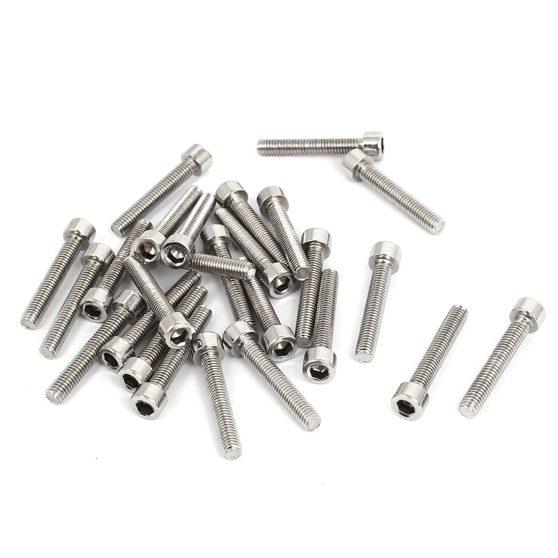 Harfington 25pcs 4mm Stainless Steel Hex Key Socket Head Cap Screws Bolts M5x0.8mmx30mm