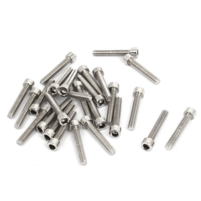 Harfington 25pcs 4mm Stainless Steel Hex Key Socket Head Cap Screws Bolts M5x0.8mmx30mm