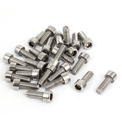 Harfington 25pcs 5mm Stainless Steel Hex Key Socket Head Cap Screws Bolts M6x1mmx16mm