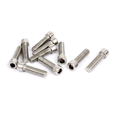 Harfington 10pcs 6mm Stainless Steel Hex Key Socket Head Cap Screws Bolts M8x1.25mmx30mm