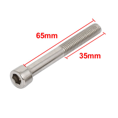 Harfington M8x65mm 35mm Long Thread Stainless Steel Hex Key Socket Head Cap Screws Bolts 5pcs