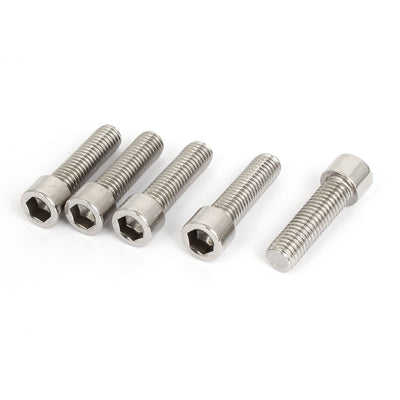 Harfington 5pcs 8mm Stainless Steel Hex Key Socket Head Cap Screws Bolts M10x1.5mmx30mm