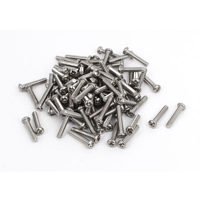 Harfington M3x16mm Stainless Steel Phillips Round Pan Head Machine Screws 100pcs