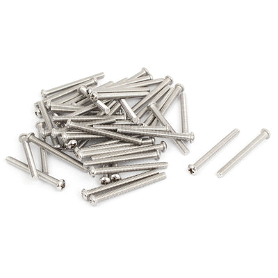 Harfington M4x40mm Stainless Steel Phillips Round Pan Head Machine Screws 50pcs