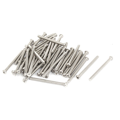 Harfington M4x50mm Stainless Steel Phillips Round Pan Head Machine Screws 50pcs