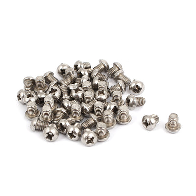 Harfington M5x6mm Stainless Steel Phillips Round Pan Head Machine Screws 50pcs