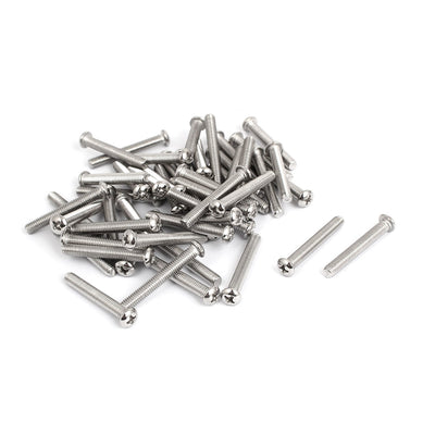 Harfington M5x35mm Stainless Steel Phillips Round Pan Head Machine Screws 50pcs