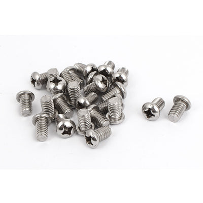 Harfington M6x10mm Stainless Steel Phillips Round Pan Head Machine Screws 25pcs